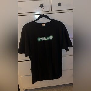 HUF Black Tee with Green Graphic